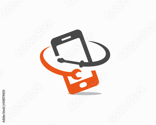 abstract Mobile phone repair service solution logo symbol design template illustration concept.