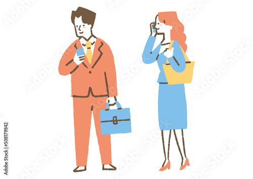携帯電話を持っている会社員_色
