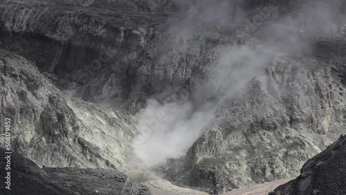 Crater of Mount Tangkuban Perahu Volcano West Java Indonedia photo