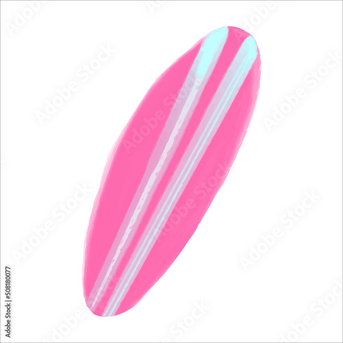Vector Blue and pink surfboard painted in watercolor. Summer illustration for design.