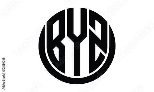 BYZ shield with round shape logo design vector template | monogram logo | abstract logo | wordmark logo | lettermark logo | business logo | brand logo | flat logo. photo