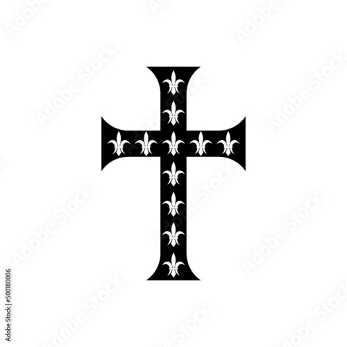 Antique cross fleur de lis icon isolated on white background