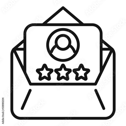 Mail review icon outline vector. Customer trust