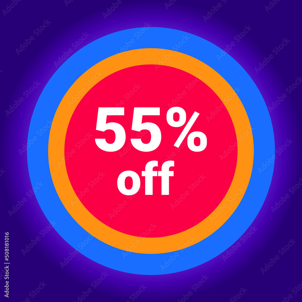 round Flat vector discount 55% percent off and sale teg icon label round Flat vector discount 55% percent off and sale teg icon label