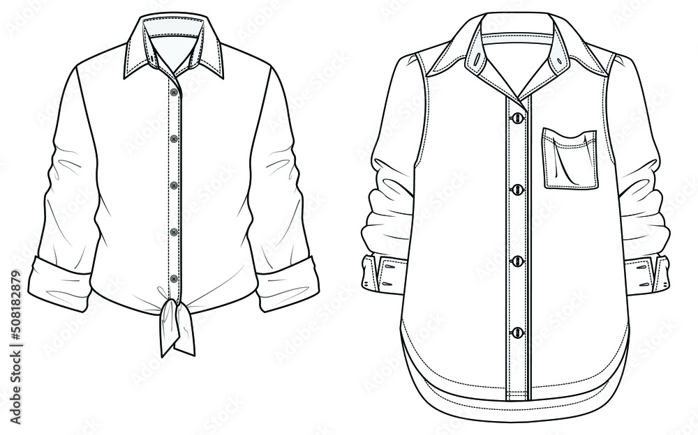 Premium Vector  Men shirt fashion flat sketch template