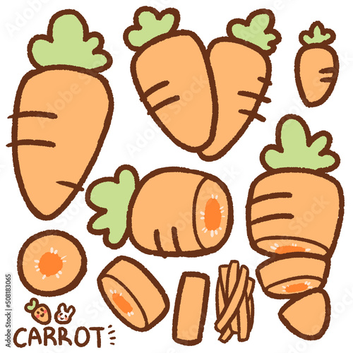 carrots cartoon drawing set