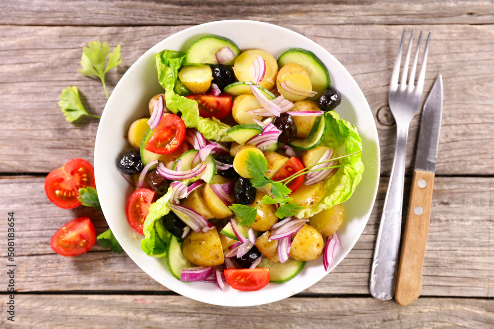 mixed potato salad in bowl mixed potato salad in bowl
