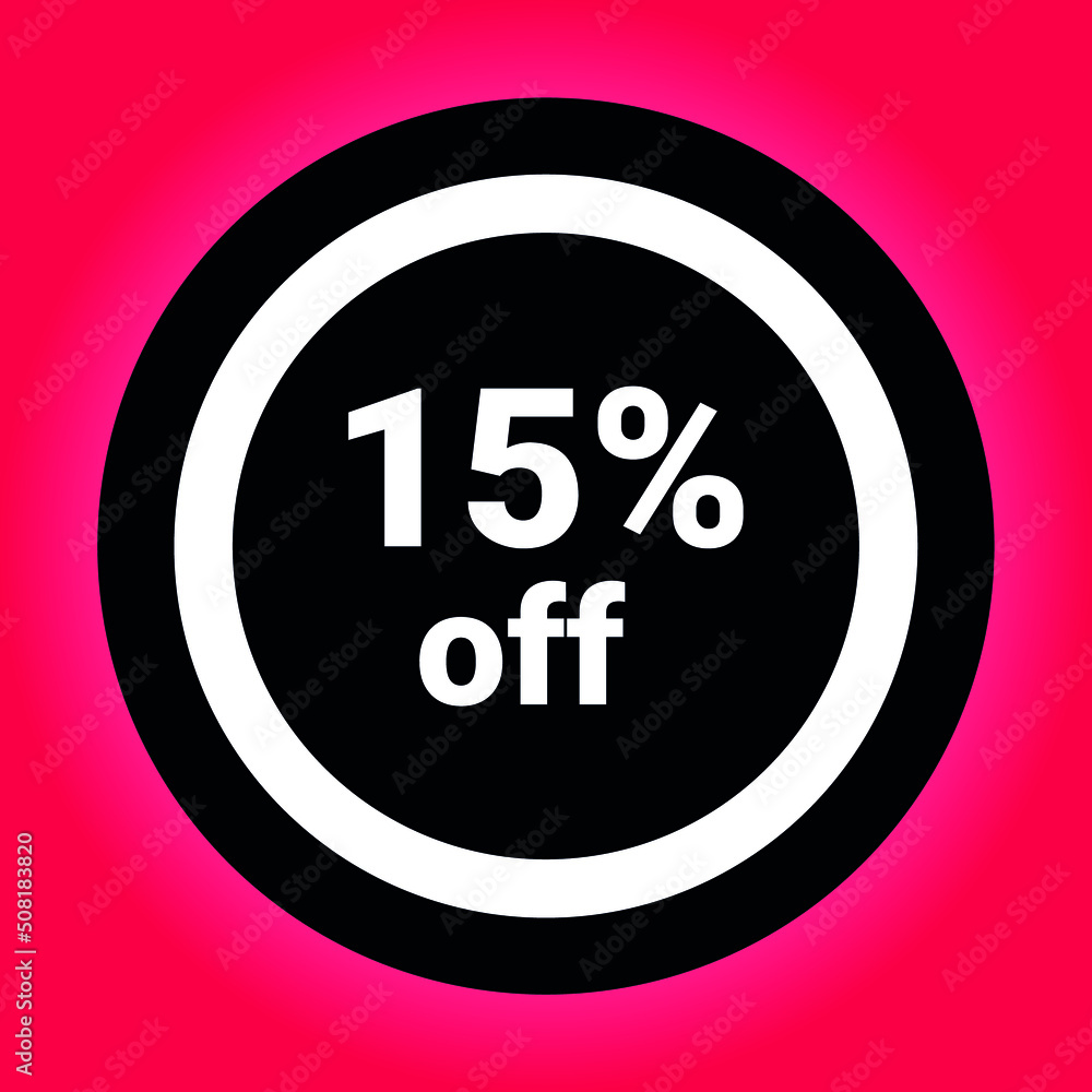 Round Flat vector discount 15% percent off and sale teg icon label Round Flat vector discount 15% percent off and sale teg icon label