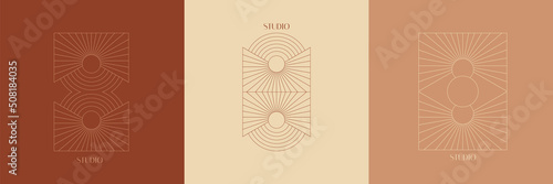 Vector set of hand drawn minimalistic placard with illustration. Creative abstract artwork . Template for card, poster, banner, print for t-shirt, pin, badge, patch.