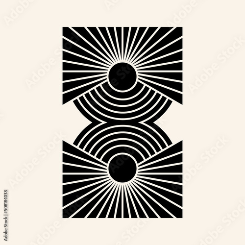 Vector hand drawn minimalistic placard with illustration. Creative abstract artwork . Template for card, poster, banner, print for t-shirt, pin, badge, patch.