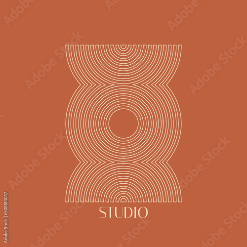 Vector hand drawn minimalistic placard with illustration. Creative abstract artwork . Template for card, poster, banner, print for t-shirt, pin, badge, patch.