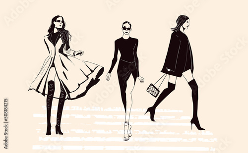 Black and White Fashion Vector Silhouettes of Diverse Modern Women