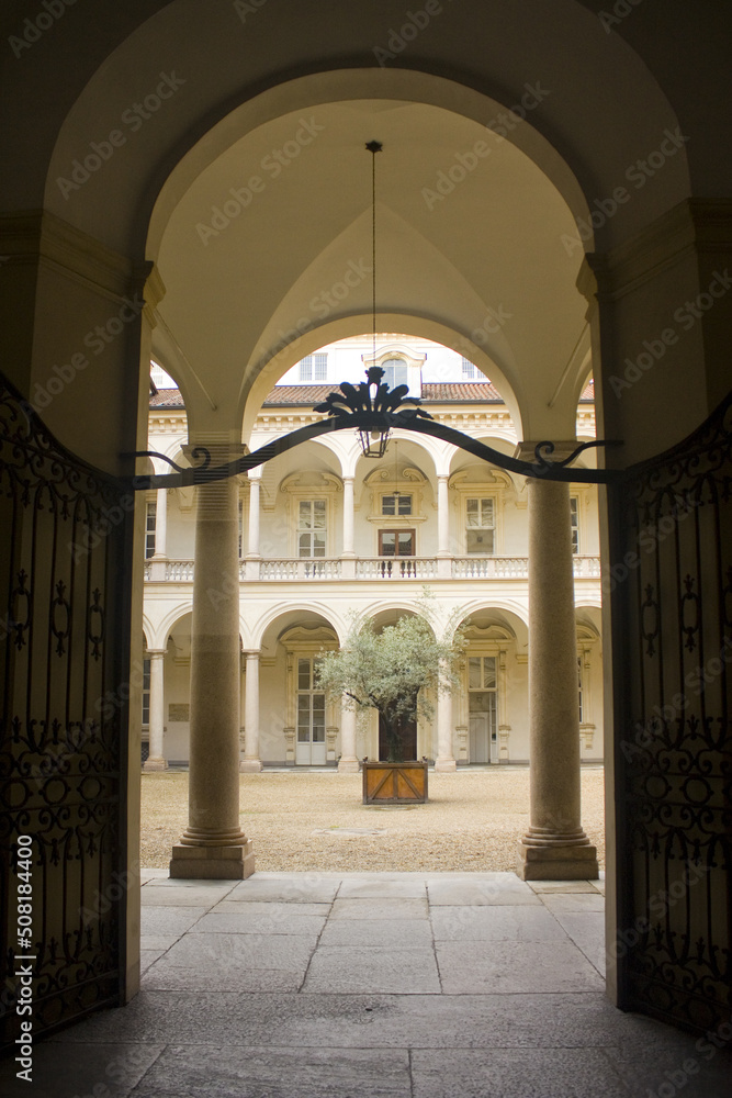 Picturesque courtyard in Old Town of Turin