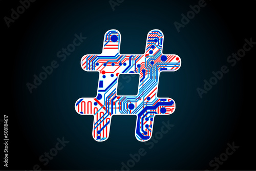 Hashtag technology internet social media symbol concept 
