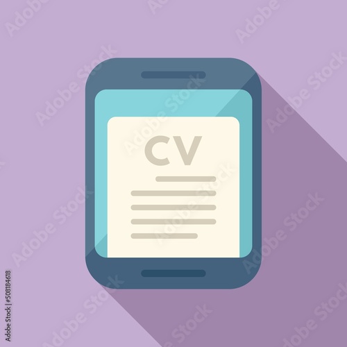 Online tablet cv icon flat vector. Job search