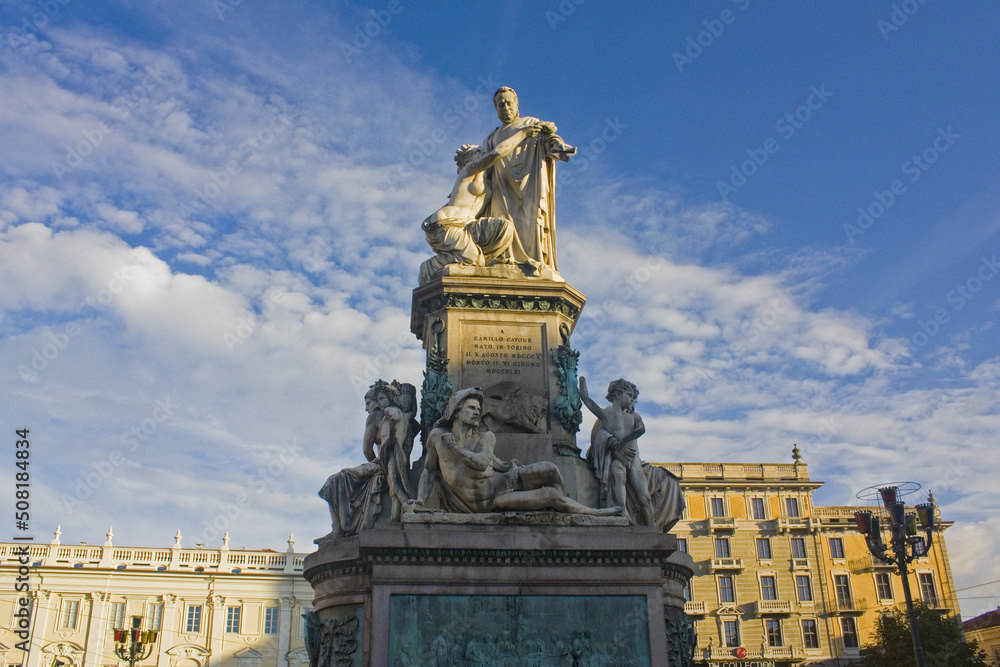 Monument to Camillo Benso at Piazza Carlo Emanuele II in Turin
