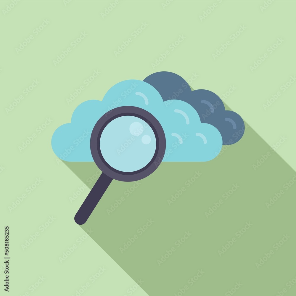 Data cloud job search icon flat vector. Online internet Data cloud job search icon flat vector. Online internet