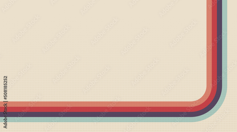 Retro background with stripes and half-tone square texture in 1970s style. Vintage template for cover or banner. Vector illustration in retro colors. Retro background with stripes and half-tone square texture in 1970s style. Vintage template for cover or banner. Vector illustration in retro colors.