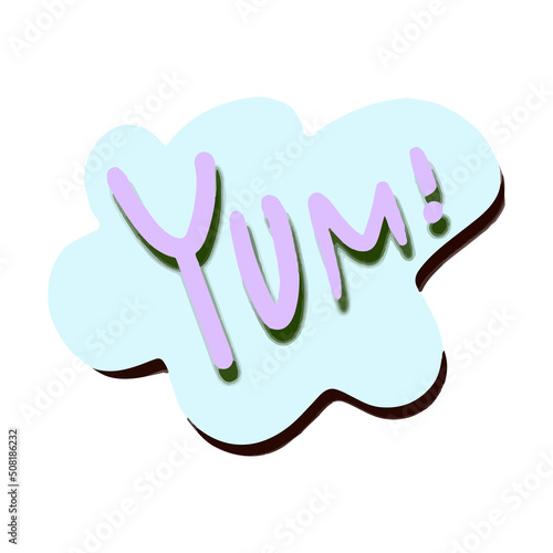 Vector Lettering with yami in a cut-out paper style in blue.