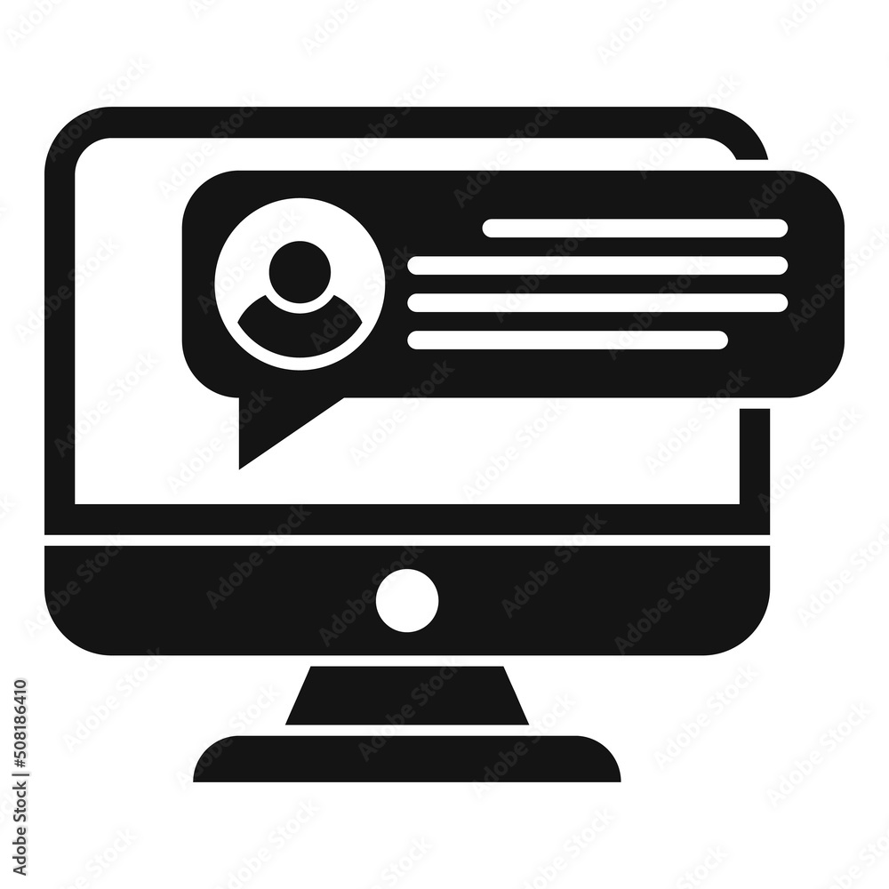 Online job chat icon simple vector. Search employment Online job chat icon simple vector. Search employment
