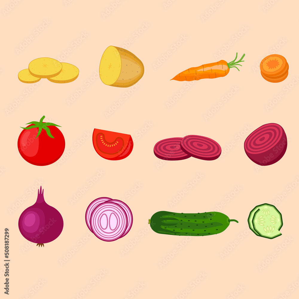 image jpg illustration vegetable set. Carrot, potato, zucchini, beetroot, onion, tomato, cucumber in cartoon flat style. Vegetarian concept jpeg illustration isolated image jpg illustration vegetable set. Carrot, potato, zucchini, beetroot, onion, tomato, cucumber in cartoon flat style. Vegetarian concept jpeg illustration isolated