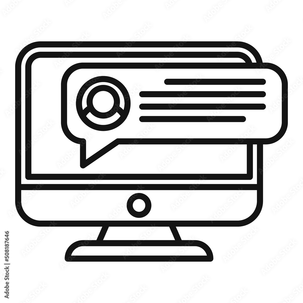 Online job chat icon outline vector. Search employment Online job chat icon outline vector. Search employment