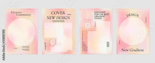 Abstract fluid gradient background vector. Minimalist style cover template with geometric shapes, pastel and liquid color. Modern wallpaper design perfect for social media, idol poster, photo frame.