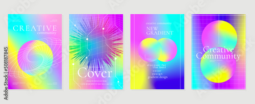 Abstract fluid gradient background vector. Minimalist style cover template with circle shapes, colorful and liquid color. Modern wallpaper design perfect for social media, idol poster, photo frame.