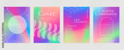 Abstract fluid gradient background vector. Minimalist style cover template with circle shapes, colorful and liquid color. Modern wallpaper design perfect for social media, idol poster, photo frame.