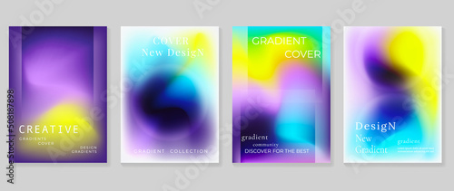 Abstract fluid gradient background vector. Minimalist style cover template with circle shapes, colorful and liquid color. Modern wallpaper design perfect for social media, idol poster, photo frame.