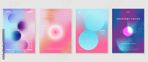 Abstract fluid gradient background vector. Minimalist style cover template with circle shapes, colorful and liquid color. Modern wallpaper design perfect for social media, idol poster, photo frame.