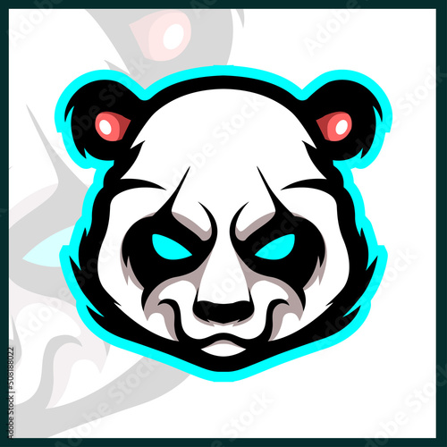 Panda head mascot. esport logo design