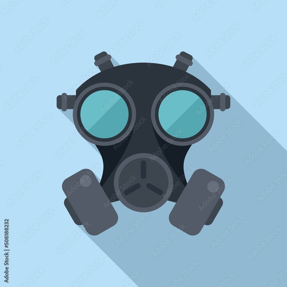 Safety gas mask icon flat vector. Chemical air Safety gas mask icon flat vector. Chemical air
