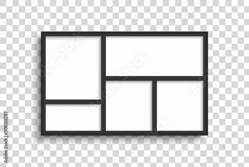 Photo frame mockup on white background with shadow. White template photo collage.