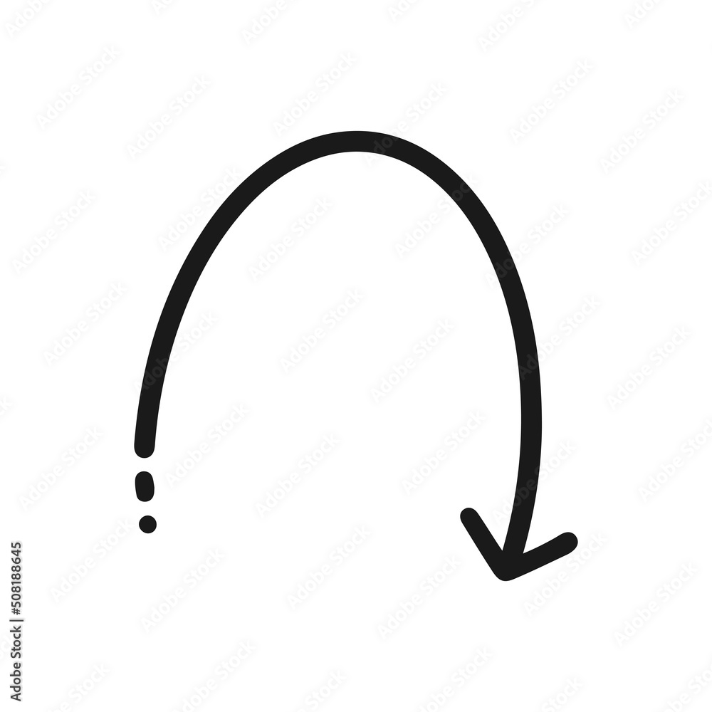 Curved arrow isolated on a white background. The arrow symbol. Vector illustration. Curved arrow isolated on a white background. The arrow symbol. Vector illustration.