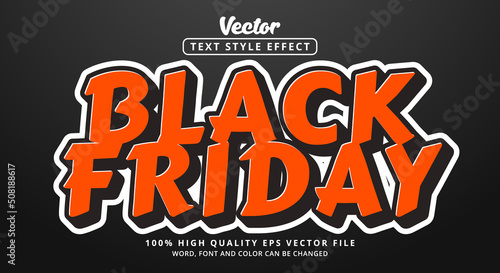 Editable text effects, Black Friday text in modern color style and metal style in fresh red dashing style