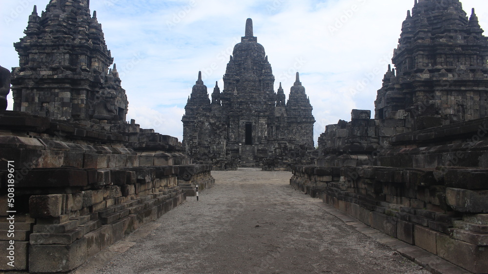 The exoticism of historical tourism of the Sewu Temple building in Central Java, Indonesia.This temple was built in the 8th century AD by King Rakai Panangkaran of the Ancient Mataram Kingdom