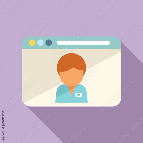 Medical doctor care icon flat vector. Online health