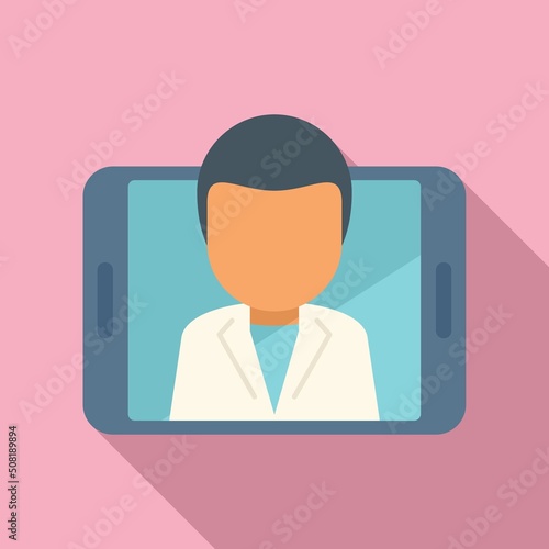 Tablet online doctor icon flat vector. Patient health