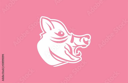 Head Pig Vector Design On Pink Background