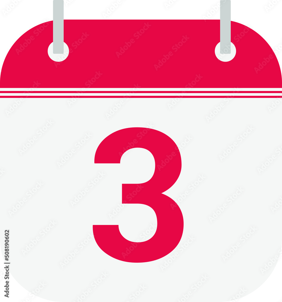 Calendar flat icon vector image day 3. Calendar flat icon vector image day 3.