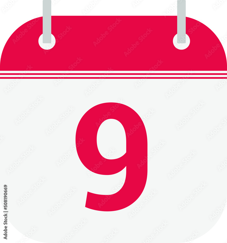 Calendar flat icon vector image day 9. Calendar flat icon vector image day 9.