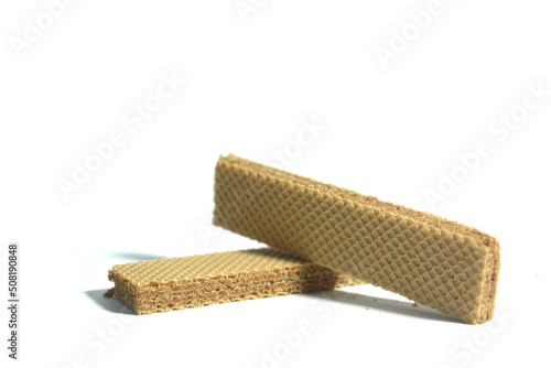 delicious wafer biscuits on white background isolated