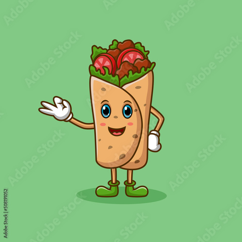 Cute kebab cartoon character. Vector illustration