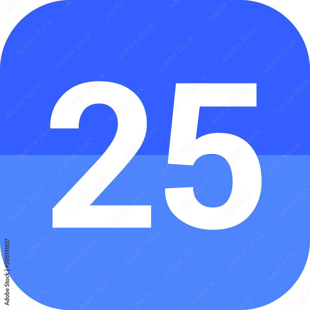 Calendar flat icon vector image day 25. Calendar flat icon vector image day 25.