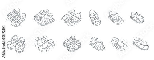 Baby summer shoes ,Children's shoes outline style ornament set
