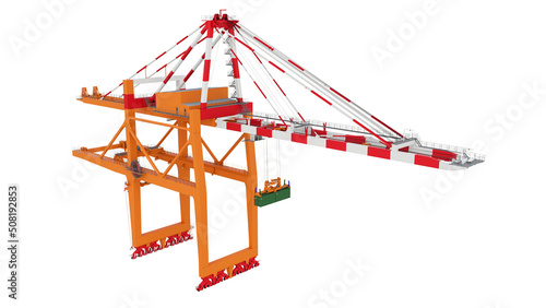 Sea port crane on a white background. 3d rendering. photo