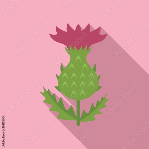 Silymarin thistle icon flat vector. Flower plant