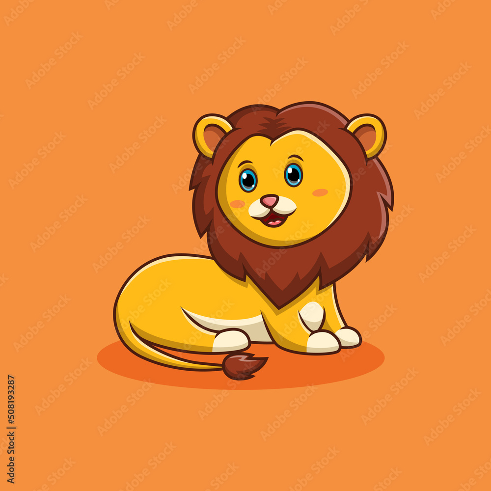 Cute lion cartoon character isolated background. Vector illustration Cute lion cartoon character isolated background. Vector illustration