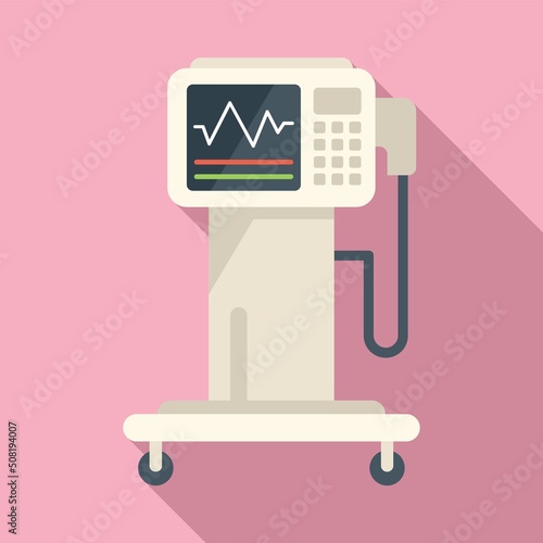 Medical apparatus icon flat vector. Patient machine